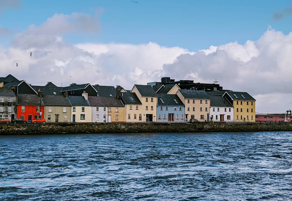 The coloured houses of the Claddagh quay in Galway city