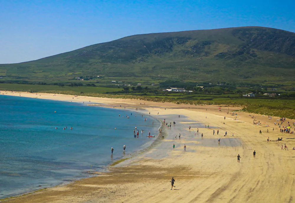 Inch Beach and the Dingle Peninsula hills in County Kerry